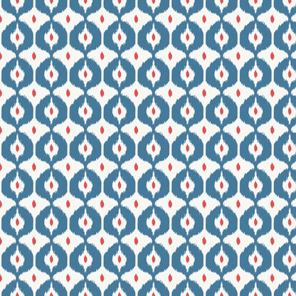 Bazaar Red Blue Fabric by the Yard | Cloud9 Organic Cotton Quilt Fabric | Modern Geometric Ikat Print 44/45"