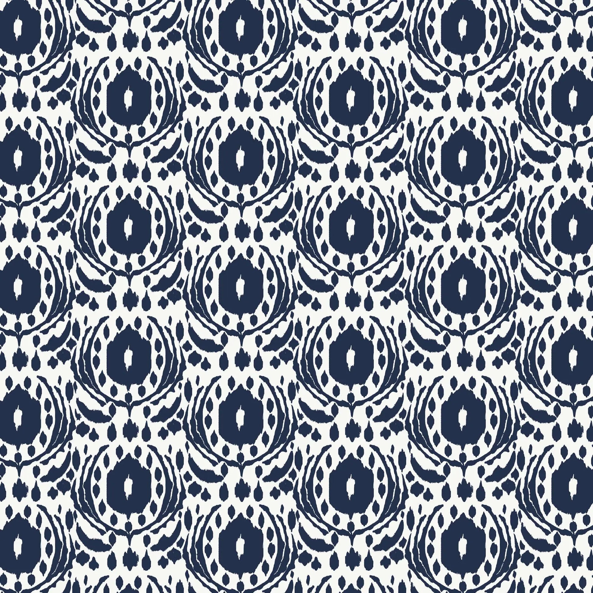 Ikat Navy Fabric by the Yard | Alison Janssen Jubilant | Cloud9 Organic Cotton | Geometric Quilt Fabric | 44 Inch Wide
