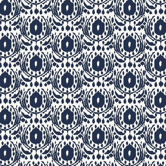 Ikat Navy Fabric by the Yard | Alison Janssen Jubilant | Cloud9 Organic Cotton | Geometric Quilt Fabric | 44 Inch Wide