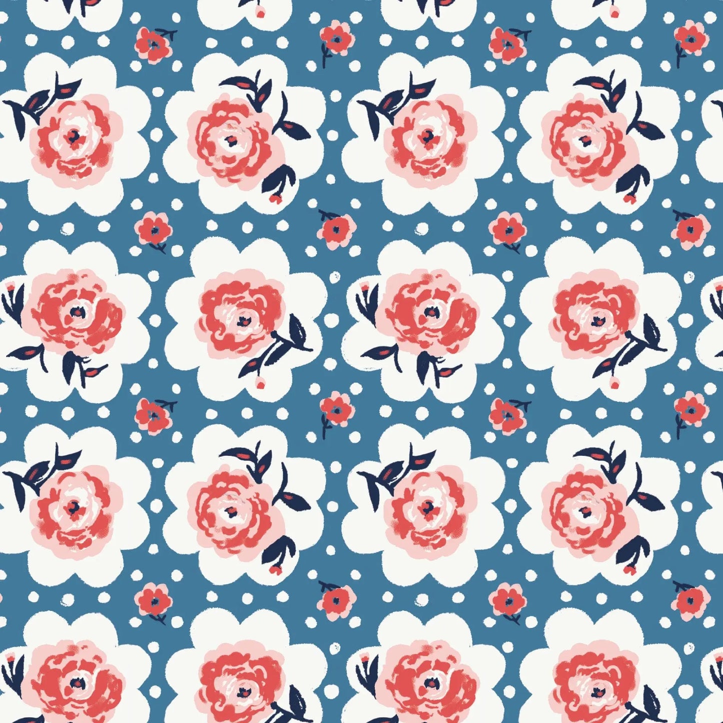 Roses on Doilies Fabric by the Yard | Alison Janssen Jubilant | Cloud9 Organic Cotton | Floral Quilt Fabric | 44 Inch Wide