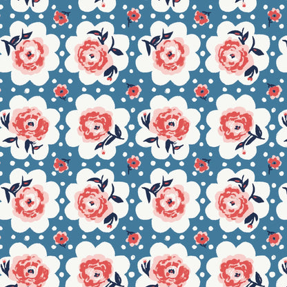 Roses on Doilies Fabric by the Yard | Alison Janssen Jubilant | Cloud9 Organic Cotton | Floral Quilt Fabric | 44 Inch Wide
