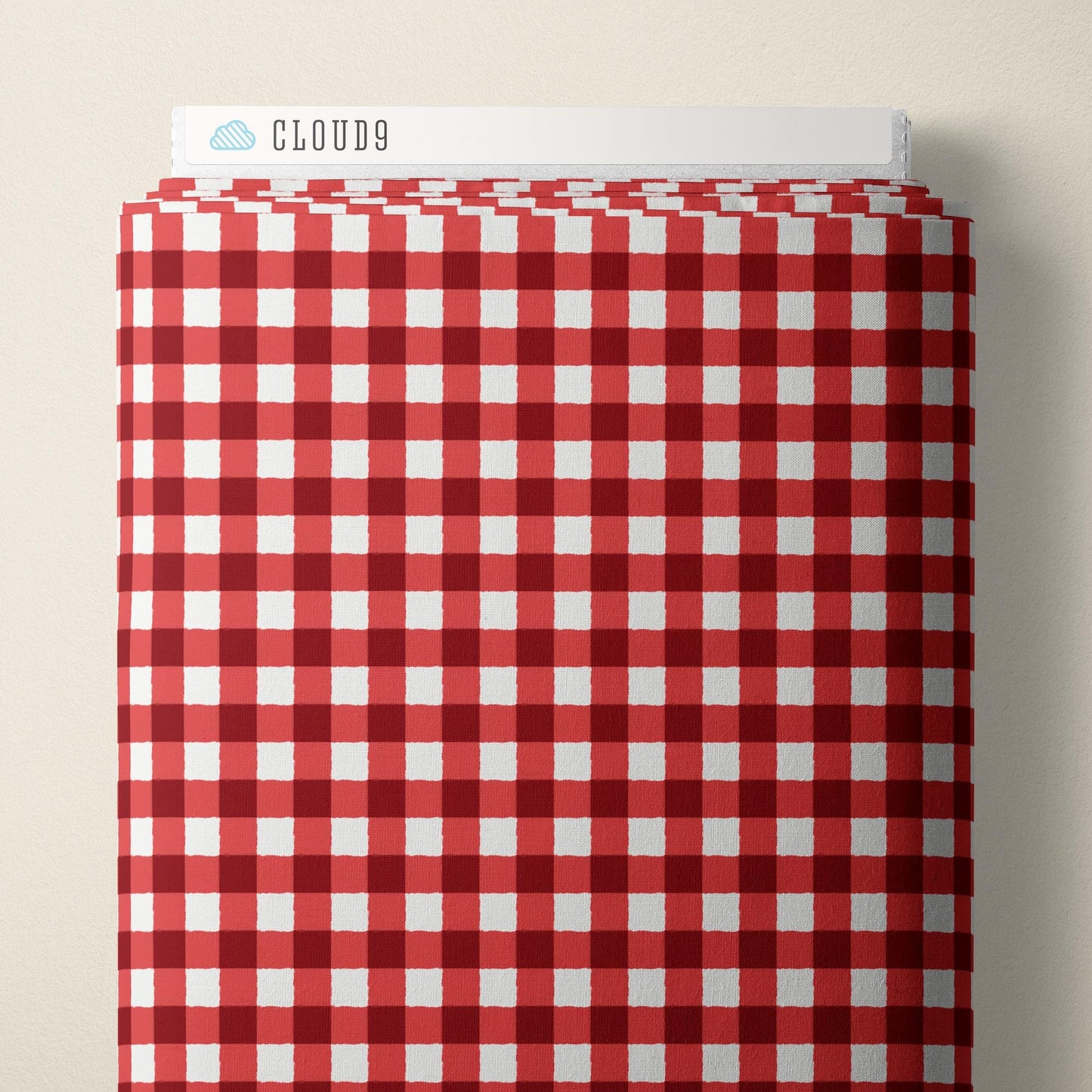Gingham Red Fabric by the Yard | Alison Janssen Jubilant | Cloud9 Organic Cotton | Neutral Check Quilt Fabric | 44 Inch Wide