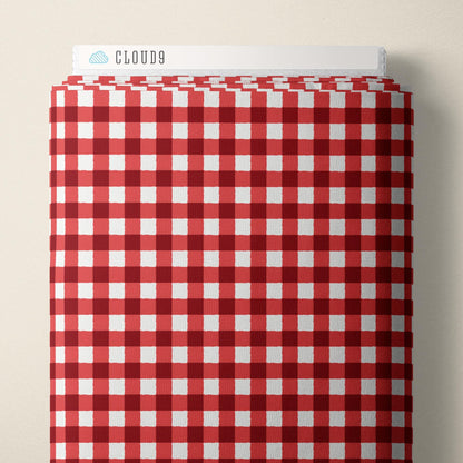 Gingham Red Fabric by the Yard | Alison Janssen Jubilant | Cloud9 Organic Cotton | Neutral Check Quilt Fabric | 44 Inch Wide