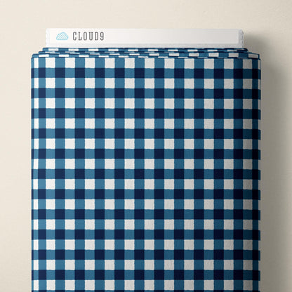 Gingham Blue Fabric by the Yard | Alison Janssen Jubilant | Cloud9 Organic Cotton | Blue Check Quilt Fabric | 44 Inch Wide