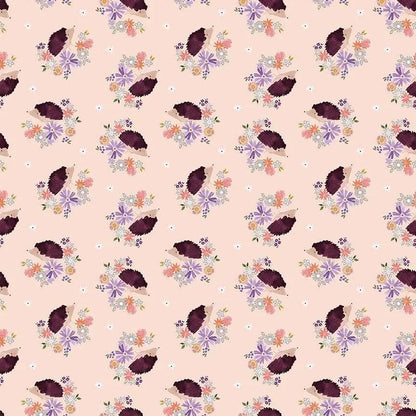 Hedgehogs Floral Fabric – Floral Forest by Fay Nye for Dear Stella | Bellini Pink Cotton Fabric