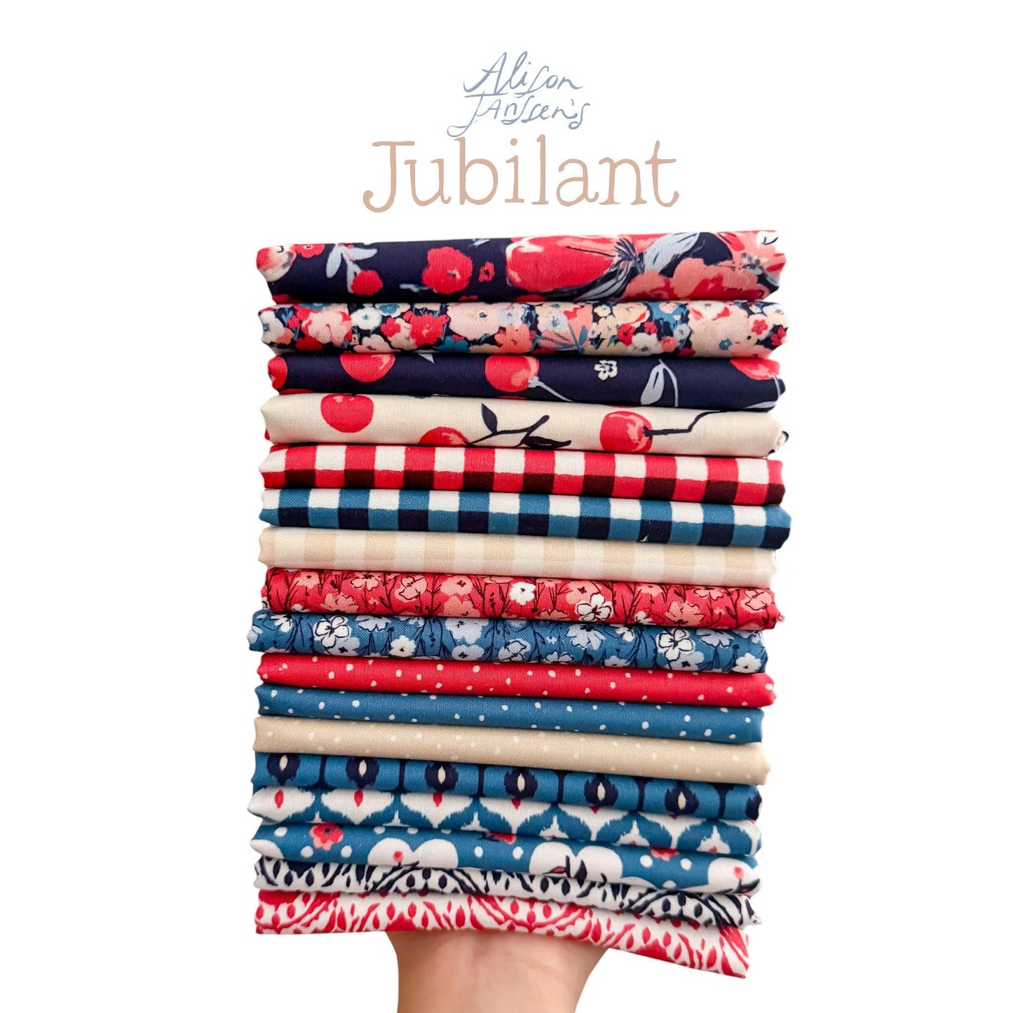Jubilant Organic Cotton Full Collection Bundle – Alison Janssen for Cloud9 – 17 Print Fat Quarter or Half Yard Quilt Fabric Set