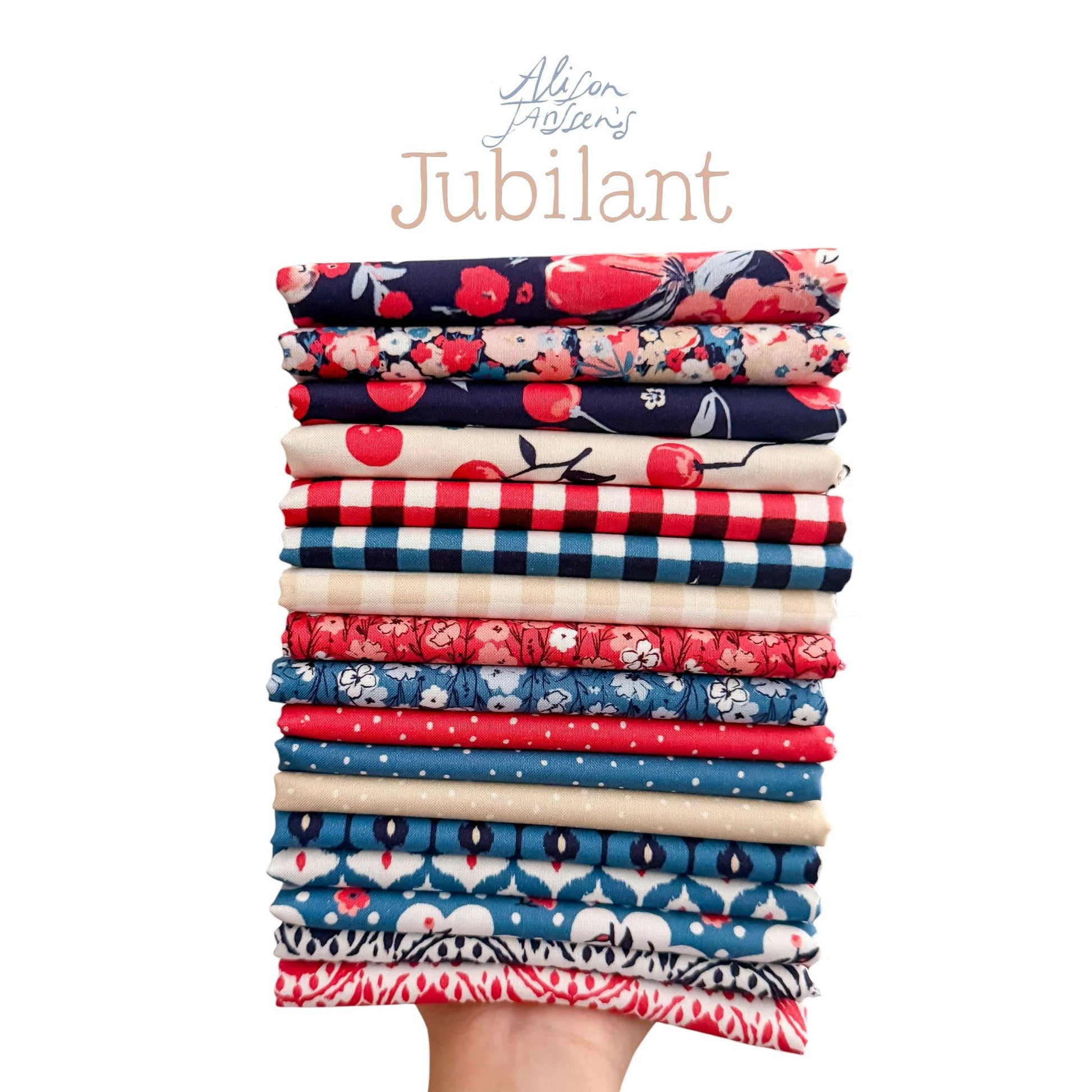 Jubilant Organic Cotton Full Collection Bundle – Alison Janssen for Cloud9 – 17 Print Fat Quarter or Half Yard Quilt Fabric Set