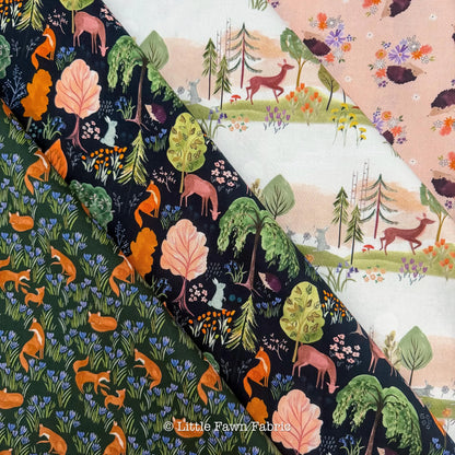 Woodland Reverie Fabric Bundle | Dear Stella by Fay Nye | Fox Deer Hedgehog Cotton Fabric | 4 Piece Fat Quarter or Half Yard Set