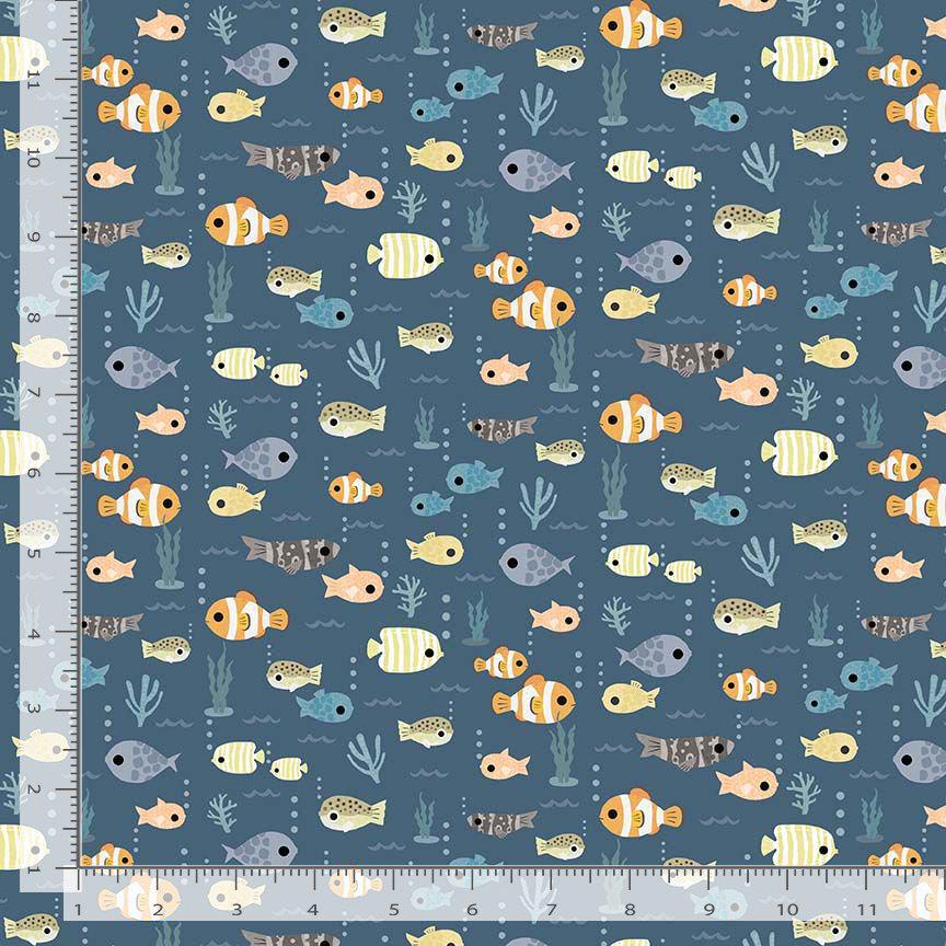 Dear Stella Any-Fin Is Possible Fabric Marlin | Beyond the Sea by Paint Love Studio | Ocean Fish Cotton Quilt Fabric by the Yard