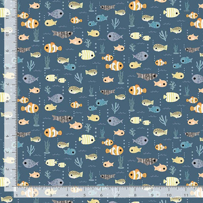 Dear Stella Any-Fin Is Possible Fabric Marlin | Beyond the Sea by Paint Love Studio | Ocean Fish Cotton Quilt Fabric by the Yard