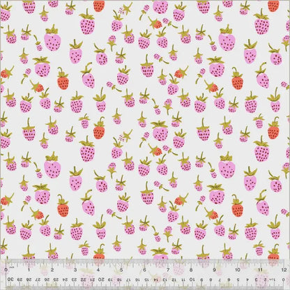 Heather Ross Strawberry Fabric Lilac | 20th Anniversary for Windham Fabrics | Cute Strawberry Cotton Quilt Fabric by the Yard