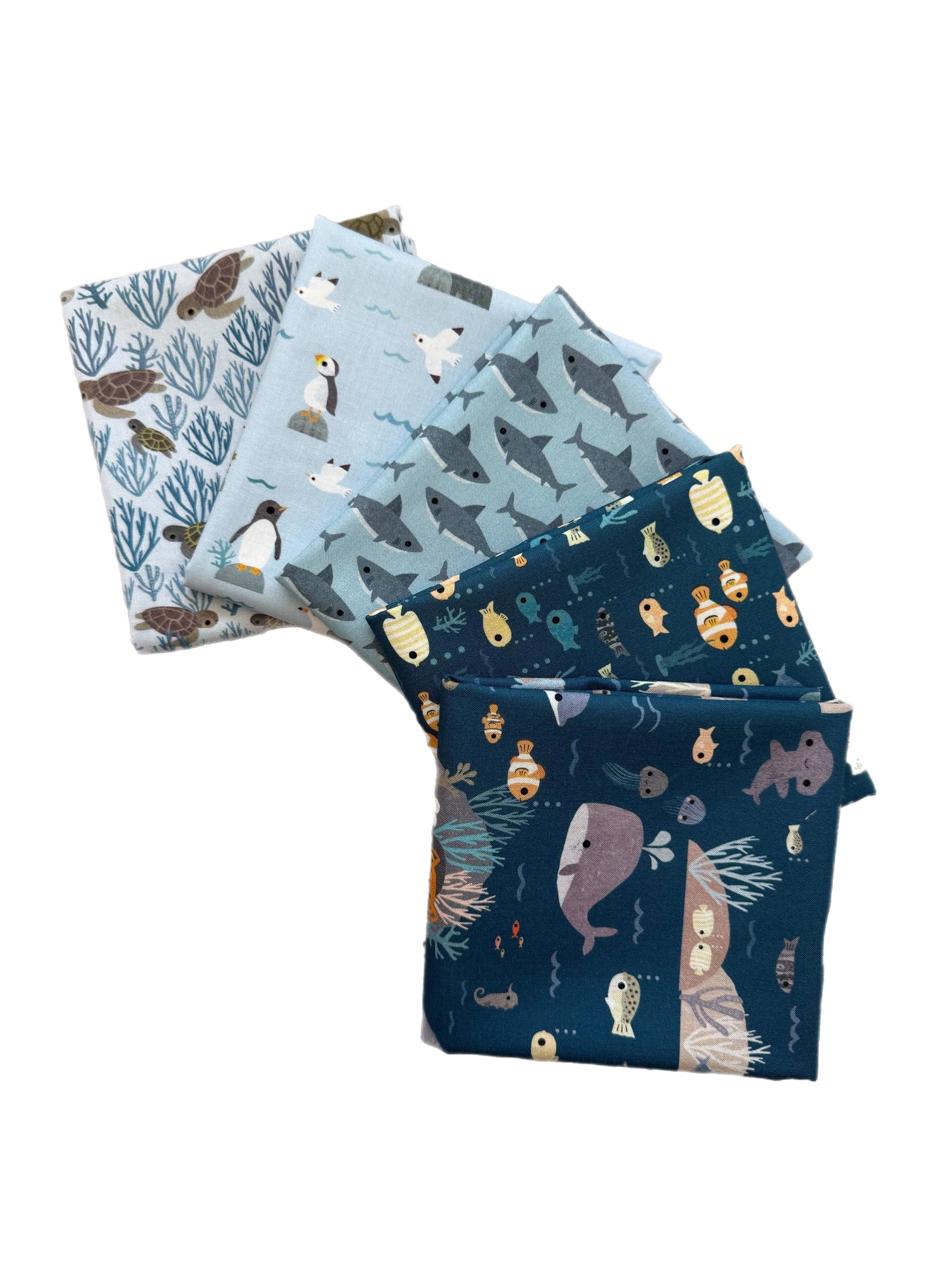 Dear Stella Beyond the Sea Fabric Bundle | Coastal Calm 5 Piece Quilt Bundle | Fat Quarter or Half Yard Cotton Fabric Set