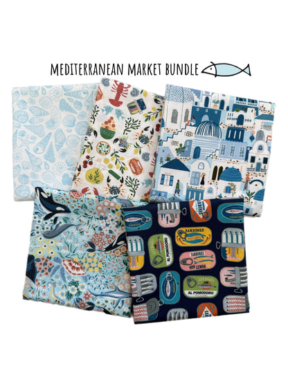 Dear Stella Wanderlust Fabric Bundle | Mediterranean Market 5 Piece Cotton Quilt Bundle | Fat Quarter or Half Yard Coastal Fabric Set