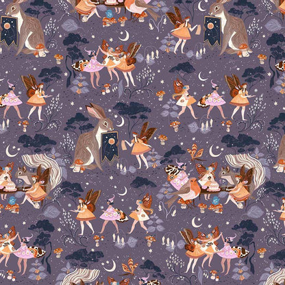 Fairy Solstice – Multi Fabric | Rae Ritchie for Dear Stella | Whimsical Fairy Cotton | Purple Woodland Quilt Fabric | Yardage
