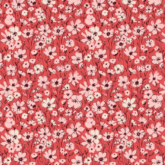 Wildflowers Fabric - Red | Alison Janssen for Cloud9 | Jubilant Collection | Organic Cotton Quilt Fabric | Floral Fabric by the Yard