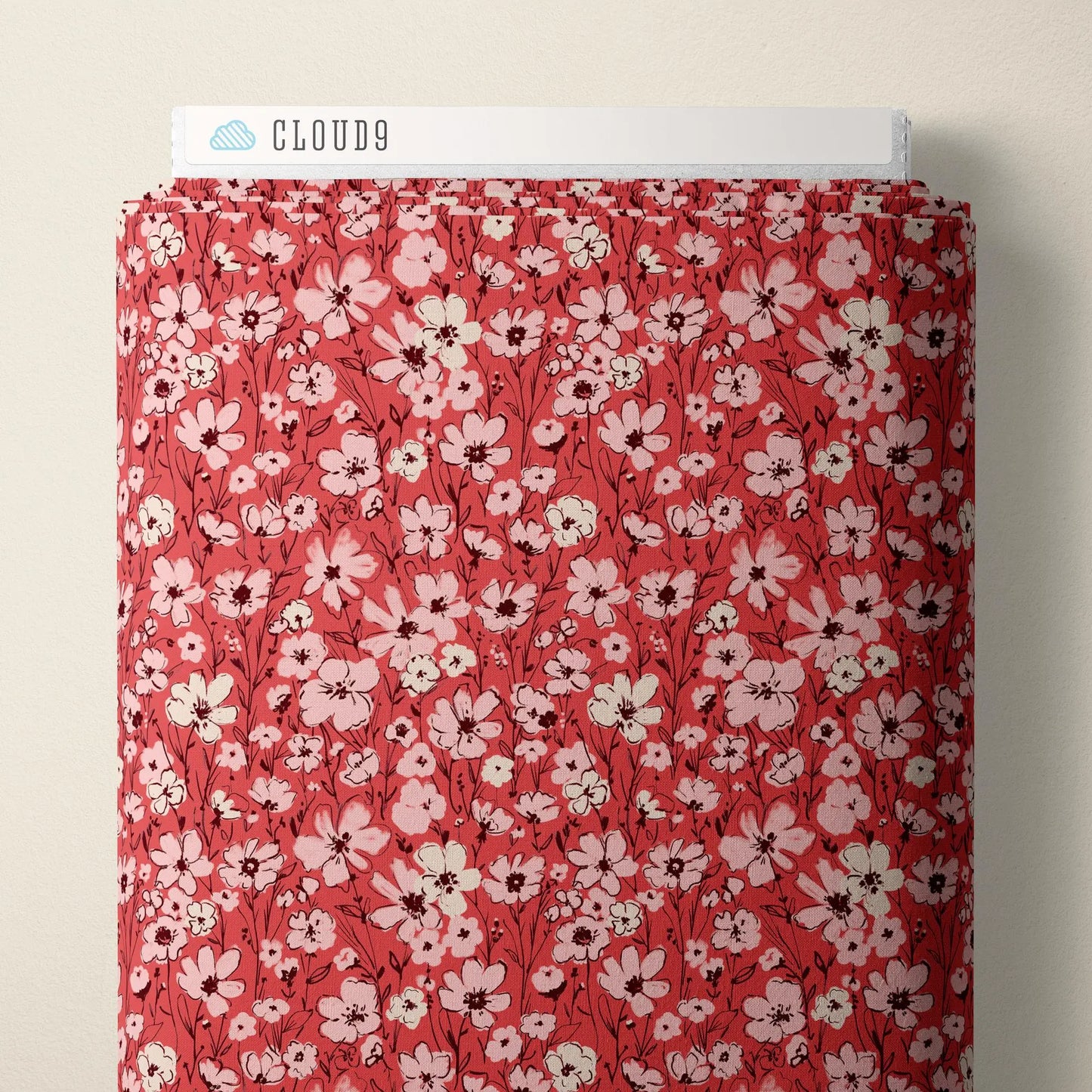 Wildflowers Fabric - Red | Alison Janssen for Cloud9 | Jubilant Collection | Organic Cotton Quilt Fabric | Floral Fabric by the Yard