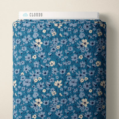 Wildflowers Fabric – Blue, Alison Janssen for Cloud9 Fabrics – Jubilant Collection