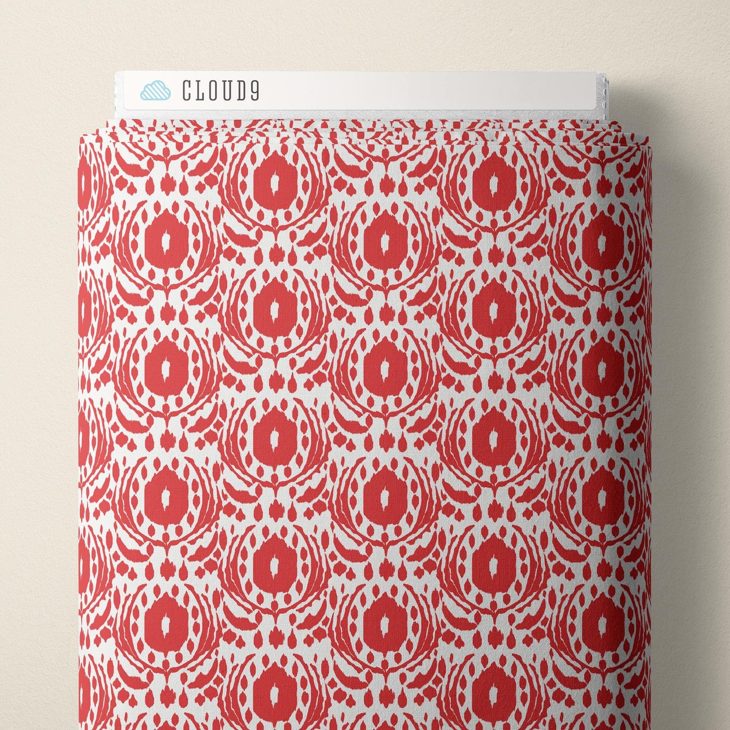 Red Ikat Fabric by the Yard | Cloud9 Organic Cotton Quilt Fabric | Modern Geometric Blender 44/45"