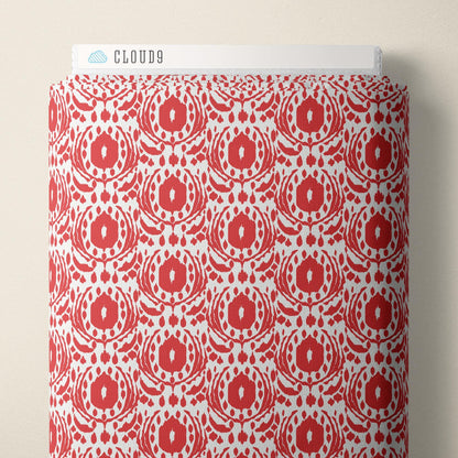 Red Ikat Fabric by the Yard | Cloud9 Organic Cotton Quilt Fabric | Modern Geometric Blender 44/45"