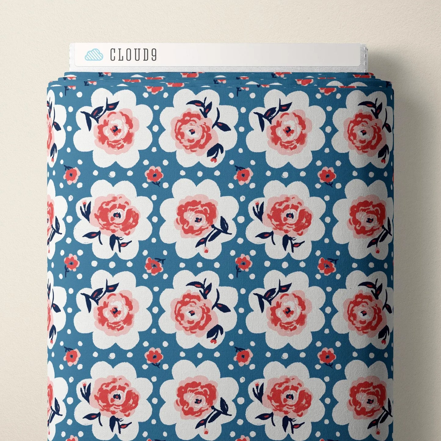 Roses on Doilies Fabric by the Yard | Alison Janssen Jubilant | Cloud9 Organic Cotton | Floral Quilt Fabric | 44 Inch Wide