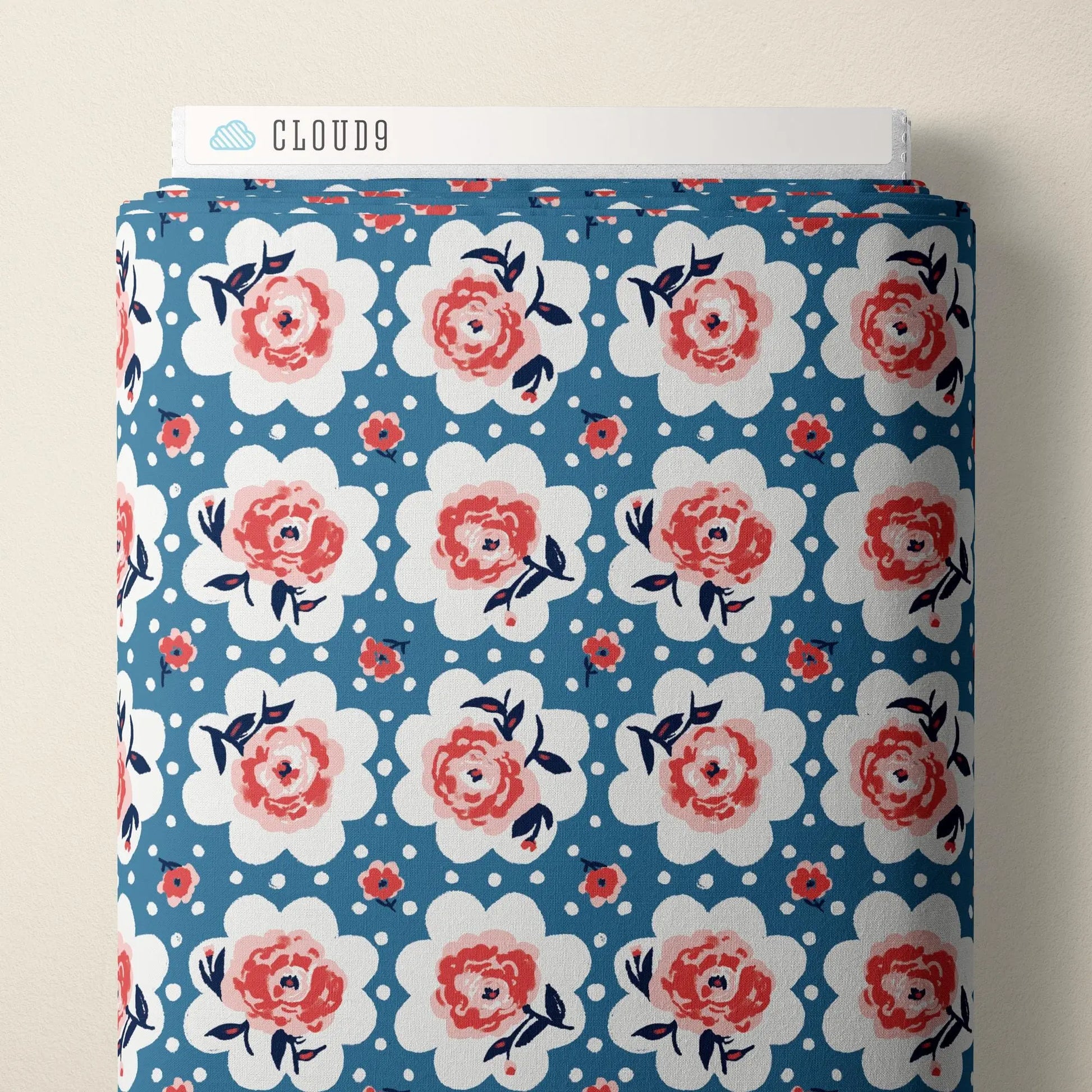 Roses on Doilies Fabric by the Yard | Alison Janssen Jubilant | Cloud9 Organic Cotton | Floral Quilt Fabric | 44 Inch Wide
