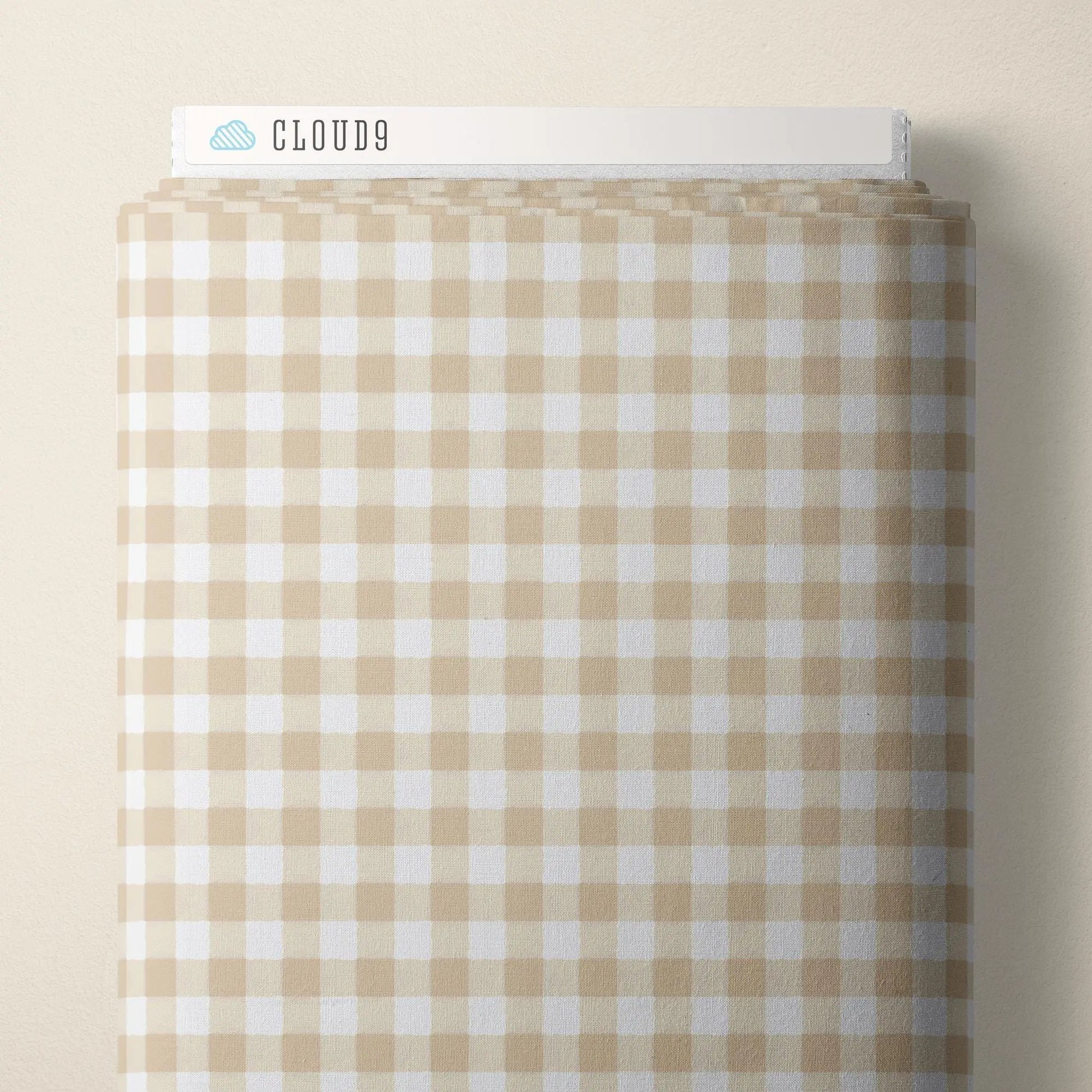 Gingham Sand Fabric by the Yard | Alison Janssen Jubilant | Cloud9 Organic Cotton | Neutral Check Quilt Fabric | 44 Inch Wide