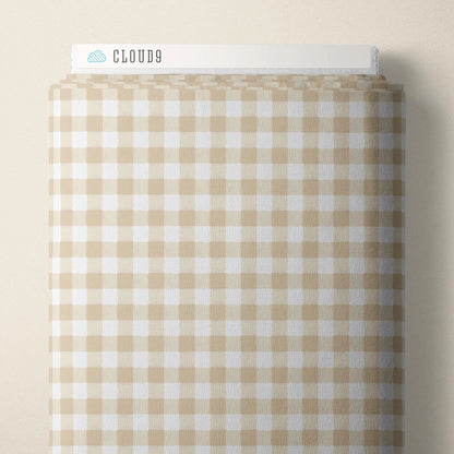 Gingham Sand Fabric by the Yard | Alison Janssen Jubilant | Cloud9 Organic Cotton | Neutral Check Quilt Fabric | 44 Inch Wide