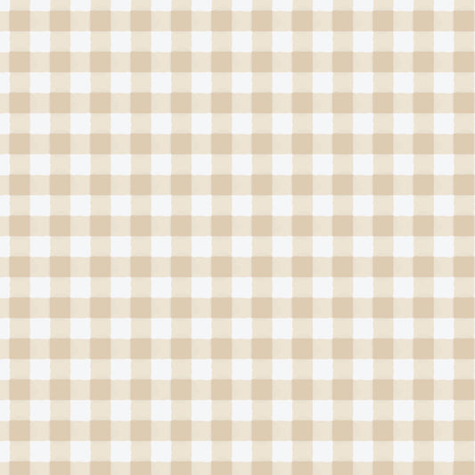 Gingham Sand Fabric by the Yard | Alison Janssen Jubilant | Cloud9 Organic Cotton | Neutral Check Quilt Fabric | 44 Inch Wide