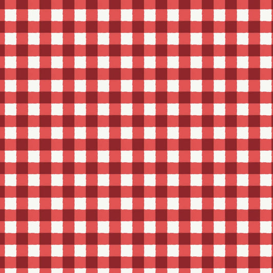 Gingham Red Fabric by the Yard | Alison Janssen Jubilant | Cloud9 Organic Cotton | Neutral Check Quilt Fabric | 44 Inch Wide