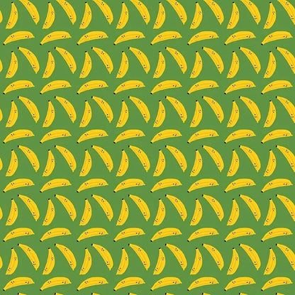 Cat A Peel Fern Cotton Fabric | Dear Stella Banana Fabric | Green Quilt Fabric | Furruit Platter | LEEZAWORKS