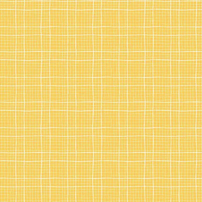 Check Meowt Aspen Cotton Fabric | Dear Stella Yellow Blender Fabric | Grid Quilt Fabric | Furruit Platter | LEEZAWORKS
