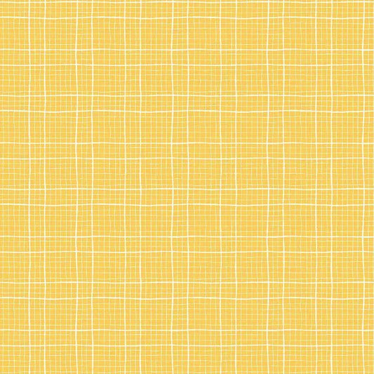 Check Meowt Aspen Cotton Fabric | Dear Stella Yellow Blender Fabric | Grid Quilt Fabric | Furruit Platter | LEEZAWORKS