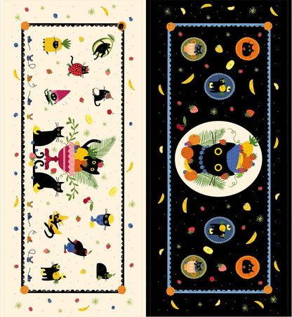 Fruit Platter Bench Pillow Panel | Dear Stella Cat Fabric | Leezaworks | Pillow Quilt Panel | Novelty Cotton