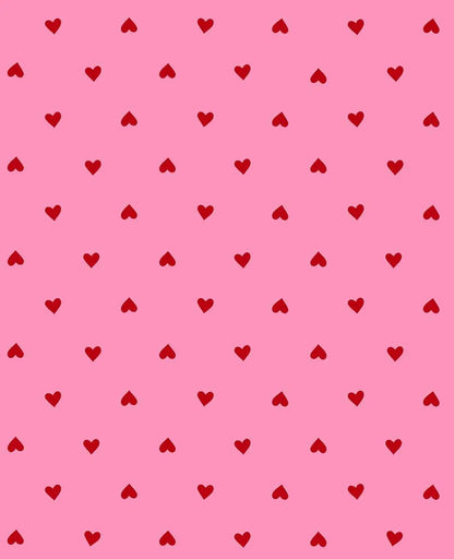 Ruby Star Society Trinketry Hearts Flamingo Fabric | Melody Miller Red Hearts on Pink | Quilting Cotton Half Yard or Yard