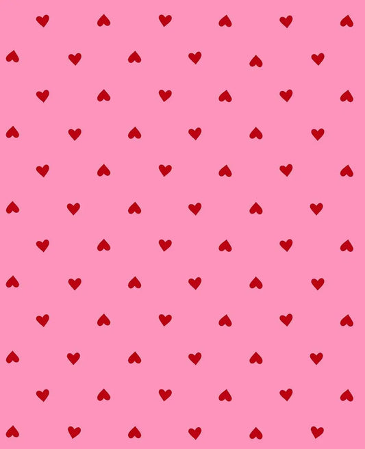 Ruby Star Society Trinketry Hearts Flamingo Fabric | Melody Miller Red Hearts on Pink | Quilting Cotton Half Yard or Yard