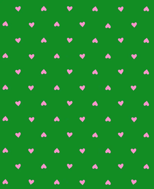 Ruby Star Society Trinketry Hearts Deep Verdant Fabric | Melody Miller Pink Hearts on Green | Quilting Cotton Half Yard or Yard