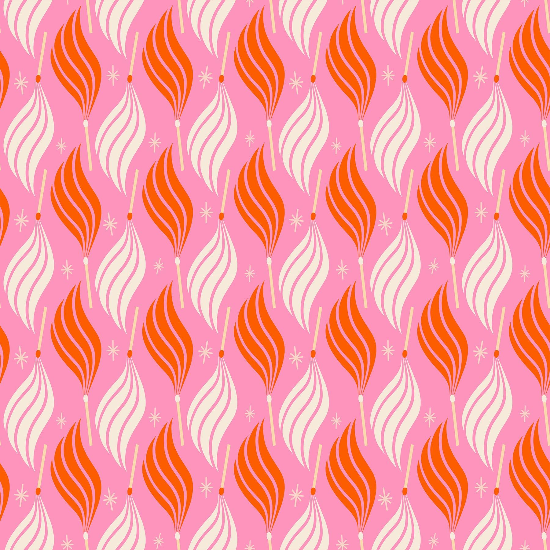 Ruby Star Society Trinketry Lit Flamingo Fabric | Melody Miller Match Flame Print | Quilting Cotton Half Yard or Yard