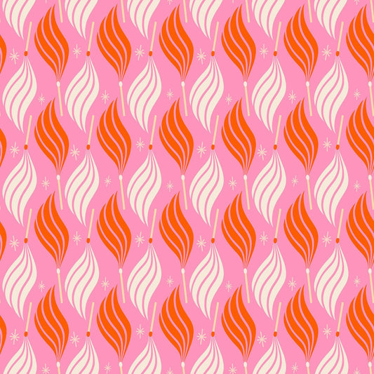 Ruby Star Society Trinketry Lit Flamingo Fabric | Melody Miller Match Flame Print | Quilting Cotton Half Yard or Yard
