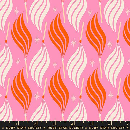 Ruby Star Society Trinketry Lit Flamingo Fabric | Melody Miller Match Flame Print | Quilting Cotton Half Yard or Yard