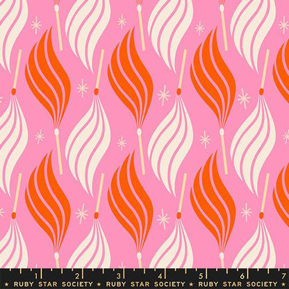 Ruby Star Society Trinketry Lit Flamingo Fabric | Melody Miller Match Flame Print | Quilting Cotton Half Yard or Yard