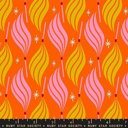 Ruby Star Society Trinketry Lit Goldfish Fabric | Melody Miller Retro Match Flame Print | Quilting Cotton Half Yard or Yard