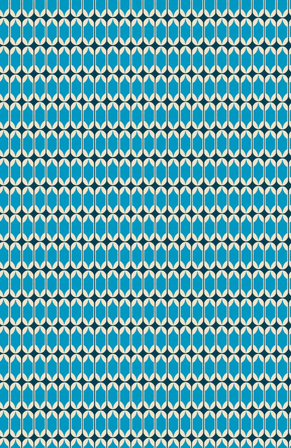 Ruby Star Society Trinketry Bright Blue Geometric Fabric | Melody Miller Retro Blender Print | Quilting Cotton Half Yard or Yard