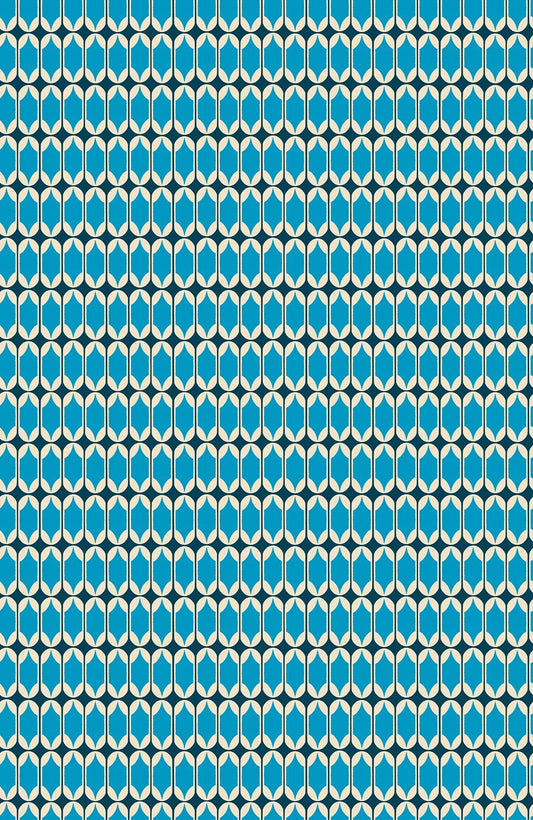 Ruby Star Society Trinketry Bright Blue Geometric Fabric | Melody Miller Retro Blender Print | Quilting Cotton Half Yard or Yard