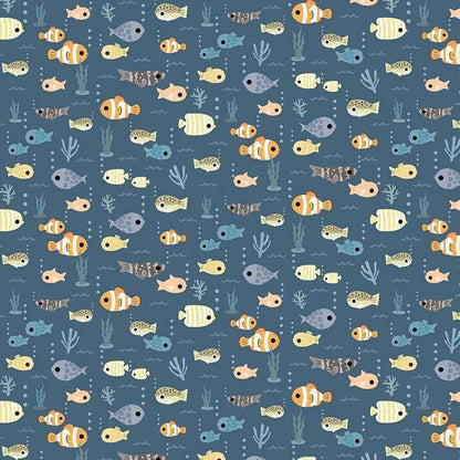 Dear Stella Any-Fin Is Possible Fabric Marlin | Beyond the Sea by Paint Love Studio | Ocean Fish Cotton Quilt Fabric by the Yard