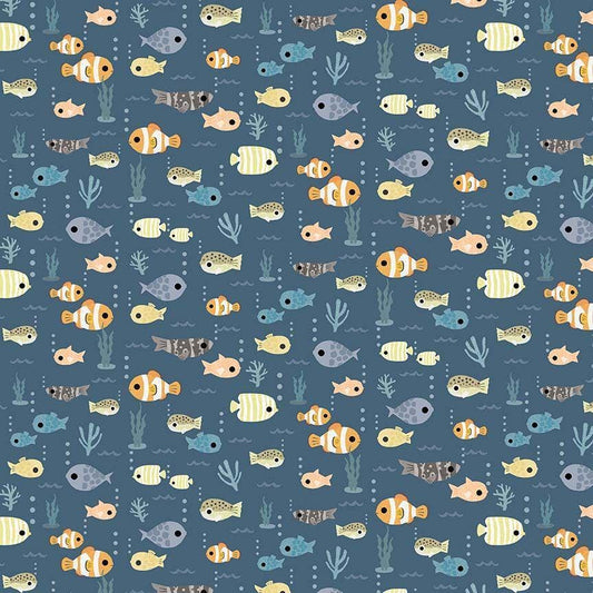Dear Stella Any-Fin Is Possible Fabric Marlin | Beyond the Sea by Paint Love Studio | Ocean Fish Cotton Quilt Fabric by the Yard