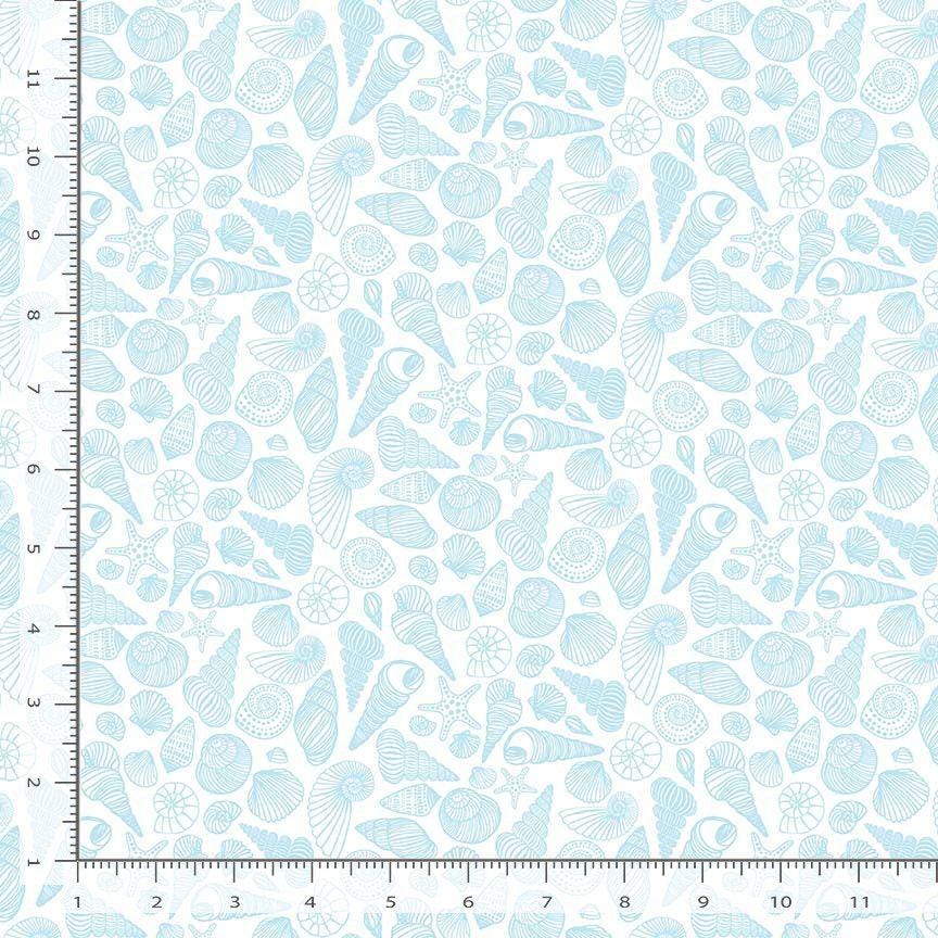 Dear Stella Shell Yeah Fabric White | Wanderlust Collection | Coastal Seashell Cotton Quilt Fabric by the Yard | Beach Ocean Fabric