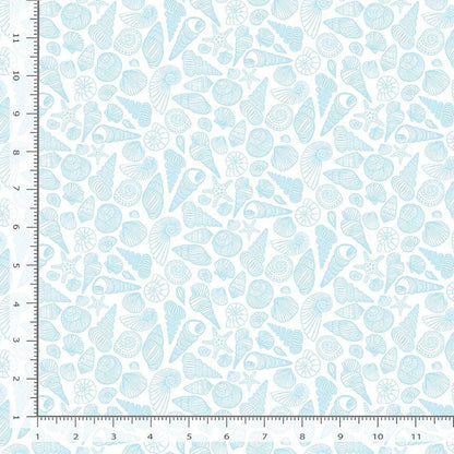 Dear Stella Shell Yeah Fabric White | Wanderlust Collection | Coastal Seashell Cotton Quilt Fabric by the Yard | Beach Ocean Fabric