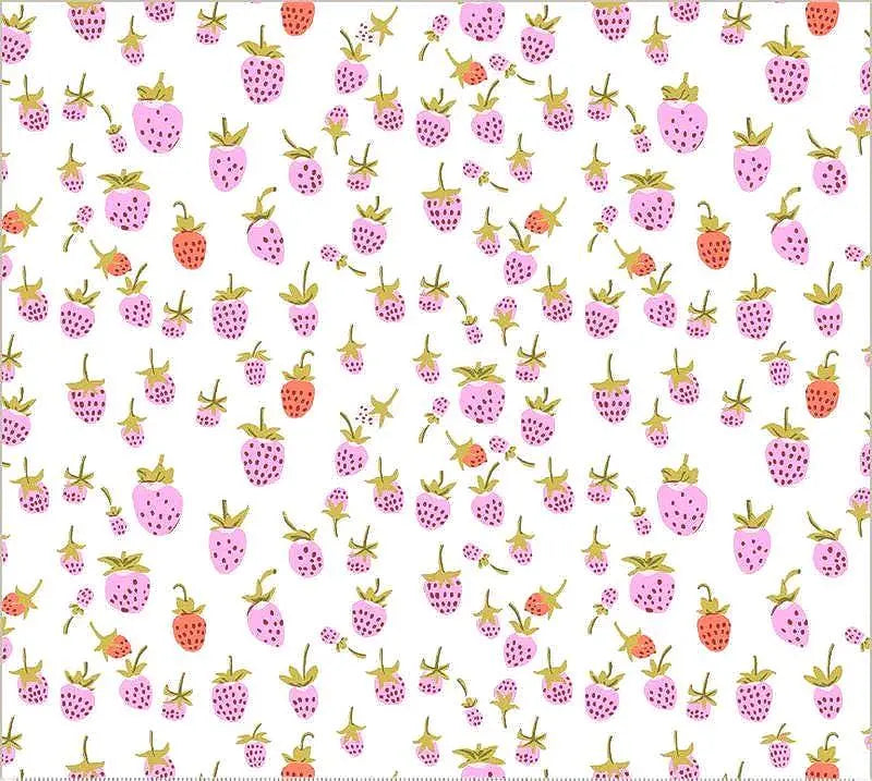 Heather Ross Strawberry Fabric Lilac | 20th Anniversary for Windham Fabrics | Cute Strawberry Cotton Quilt Fabric by the Yard