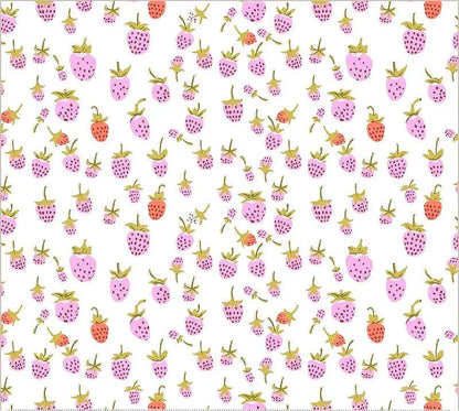 Heather Ross Strawberry Fabric Lilac | 20th Anniversary for Windham Fabrics | Cute Strawberry Cotton Quilt Fabric by the Yard