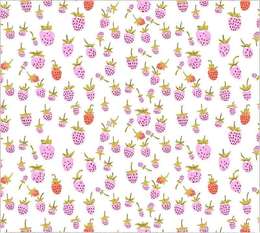 Heather Ross Strawberry Fabric Lilac | 20th Anniversary for Windham Fabrics | Cute Strawberry Cotton Quilt Fabric by the Yard